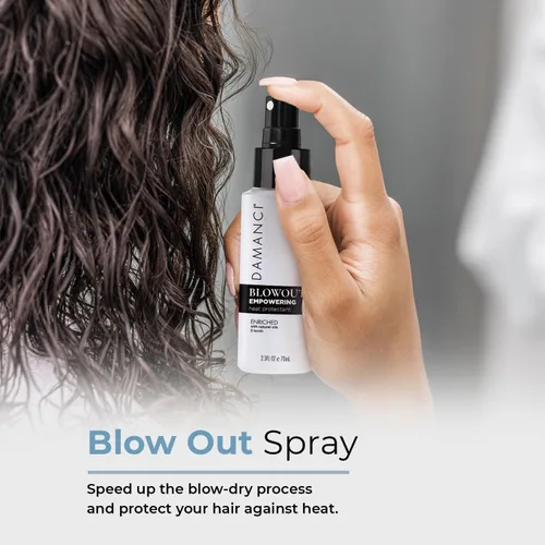 Vista 3 de DAMANCI Empowering Blowout Spray, protector térmico para cabello, protector térmico profesional, tamaño de viaje 2.3 onzas