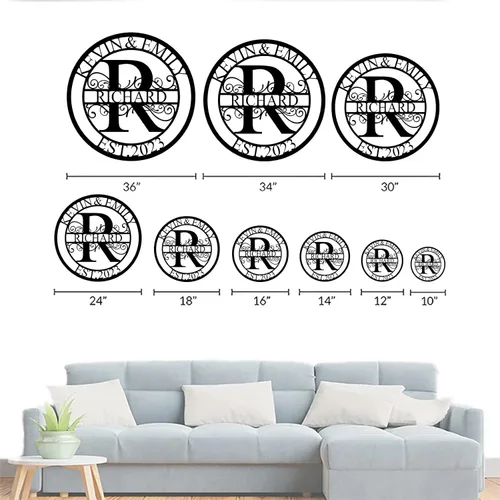 Vista 6 de Letrero de metal personalizado, letreros de apellido, decoración de pared con monograma, letrero familiar, letreros de metal para exteriores, regalo