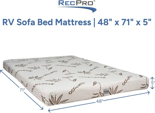 Vista 2 de RecPro RV Hide a Bed - Colchón de espuma viscoelástica con infusión de gel con garrapatas de bambú.