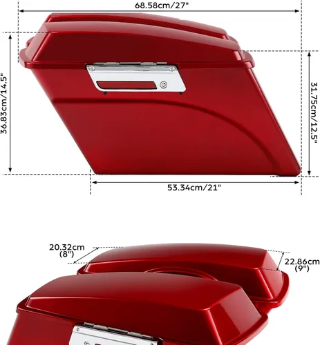 Vista 2 de Alforjas rígidas con soportes de conversión para Harley Davidson 1984-2017 Softail Modelos FLST FLSTC FLSTF FLSTN FLSTS modelos Rojo