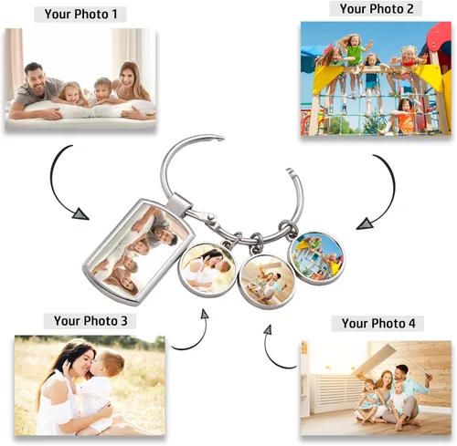 Vista 2 de Llavero personalizado de doble cara con impresión de imagen de aleación a color llavero de fotos personalizado regalos de texto personalizables