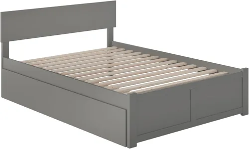 Vista 5 de AFI Orlando - Cama de plataforma de tamaño matrimonial con estribo y cama nido matrimonial, color gris