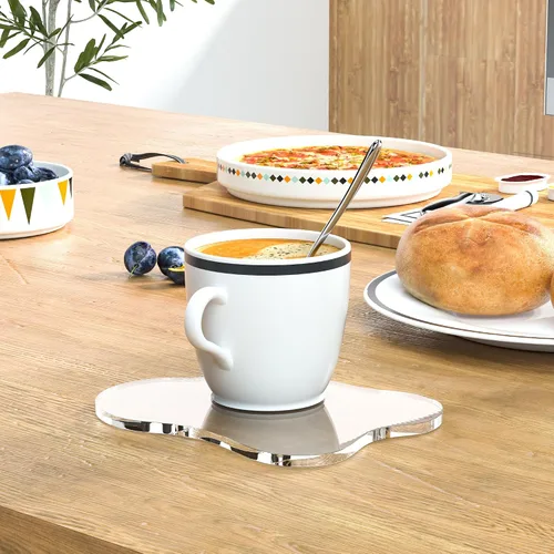 Vista 8 de Posavasos Decorativos de Acrílico, Posavasos Irregulares para Bar y Bebidas, Posavasos para Taza de Café con Forma de Nube Transparente, Perfecto
