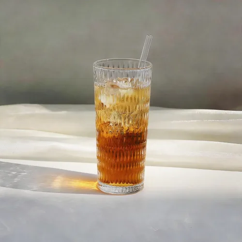 Vista 11 de Puraville Vaso de vidrio de 18 onzas con tapa y pajilla, cristalería gruesa con patrón de diamante vintage para whisky, cóctel, cerveza, vaso