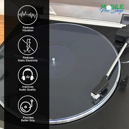 Vista 5 de Tapete acrílico para tocadiscos de vinilo para jugadores LP de 12 pulgadas, reduce el ruido y mejora la calidad del sonido y proporciona graves más