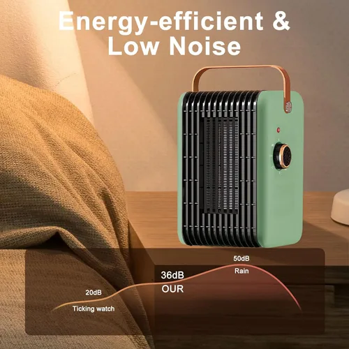 Vista 6 de Calentador de espacio de 1500 W para uso en interiores, calentador eléctrico portátil PTC de 110 V, calefacción rápida de habitación, calentador