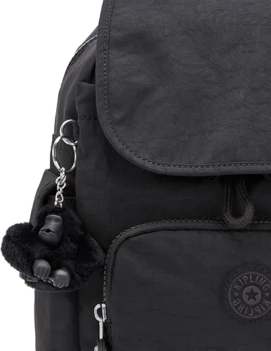 Vista 8 de Kipling Mochila estampada City Pack, Negro (Black Noir), Mini mochila City Pack para mujer, mochila ligera y versátil