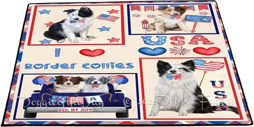 Vista 38 de Doggie of the Day Border Collie Dogs Floor Mat - 4th of July Independence Day - Best Dog Doormat - Protector Decor - Unique Portrait Art - Premium