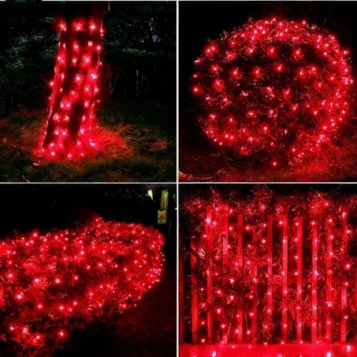 Vista 2 de Efunly Red de luces LED de Navidad para arbustos al aire libre, 100 LED de 5 x 5 pies, impermeable, 8 modos de luces de malla conectables