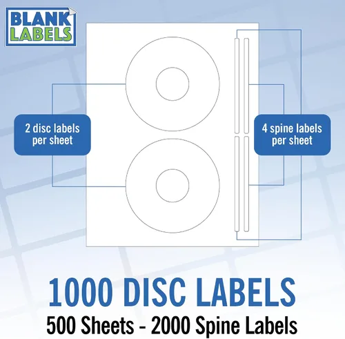 Vista 16 de Etiqueta imprimible para CD/DVD Compatible con discos estándar Cantidad de 20 discos, 40 lomo 10 hojas en total Blanco mate permanente