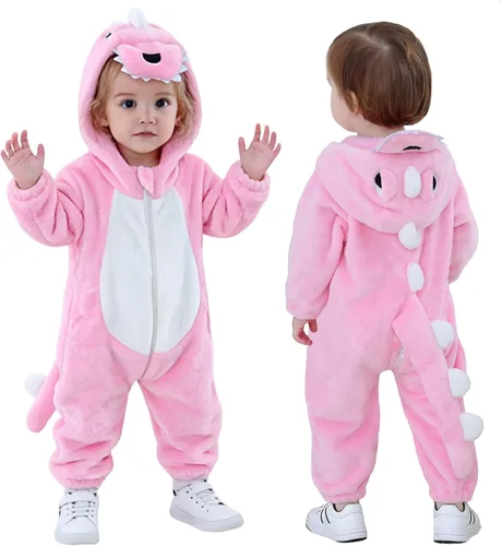 Vista 12 de TONWHAR - Disfraz de dinosaurio para niños pequeños, mameluco de animal para Halloween para niños y niñas Verde militar