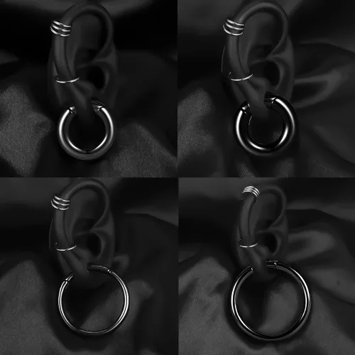 Vista 6 de Vankula 2 piezas de estilo simple hipoalergénico 316 ganchos de oreja de acero inoxidable 316 medidor de peso piercing par de tapones de venta 0.07