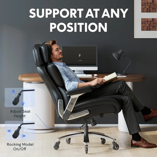 Vista 9 de FLEXISPOT Silla de oficina grande y alta de 600 libras para personas pesadas, silla de escritorio de computadora resistente con soporte lumbar