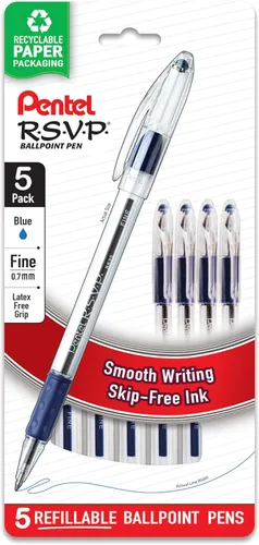Vista 7 de Pentel RSVP - Bolígrafo de línea fina, (0.028 in), tinta surtida, paquete de 5 (BK90BP5M)