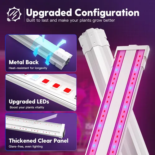 Vista 5 de FREELICHT Paquete de 1 luz LED de crecimiento de 4 pies, 60 W (equivalente a 350 W), rojo azul (660 nm+460 nm) luces de crecimiento de espectro