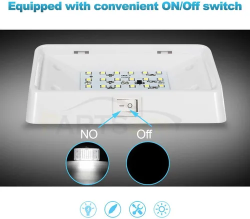 Vista 6 de Partsam Luz LED rectangular para porche RV con interruptor de encendido/apagado, lámpara exterior de casa rodante, repuesto para casas rodantes