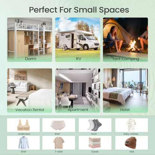 Vista 8 de Lavadora portátil de 20 litros, mini lavadora con cesta giratoria, 3 modos de limpieza y lavado profundo para ropa pequeña, lavandería plegable