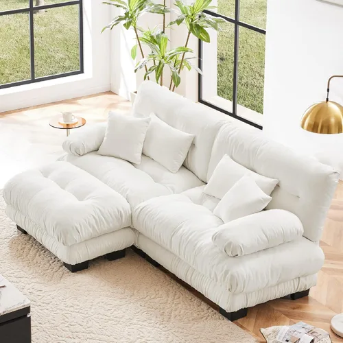 Vista 18 de KEIKI Sofá modular de 94 pulgadas con 4 almohadas, cómodo juego de sofá biplaza Cloud para sofá de asiento profundo suave y profundo, sofá biplaza