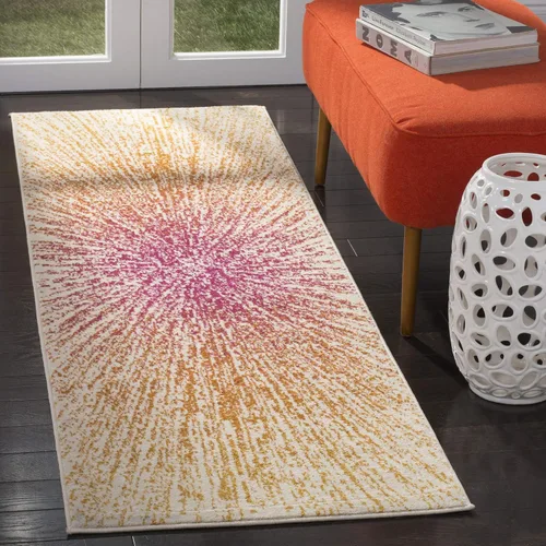 Vista 12 de SAFAVIEH Evoke Collection EVK228J - Alfombra abstracta de estallido de 2'2" x 4', color aguamarina/marfil, no desprende pelusa, alfombra de acento