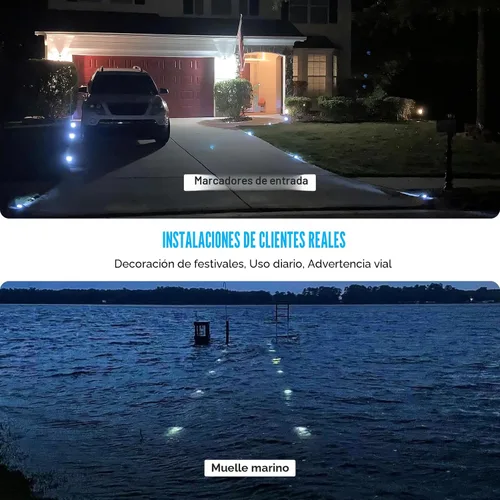 Vista 6 de VOLISUN Luces Solares de Cubierta de Navidad Luces de Muelle de Entrada, Paquete de 4 LED IP67 Impermeables Luz de Advertencia de Escalón para Rojo