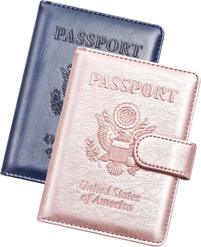 Vista 10 de Herain Soporte para pasaporte para viaje y crucero, 2 piezas, funda para pasaporte, cartera, regalo de viaje, para mujeres, hombres, familia