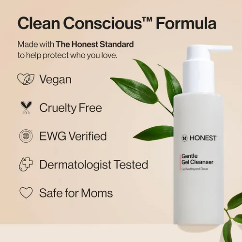 Vista 4 de Honest Beauty Mini Gentle Gel Limpiador Facial Diario Calma, Refresca e Hidrata Vegano + Seguro para Pieles Sensibles Tamaño de Viaje, 1.5 fl