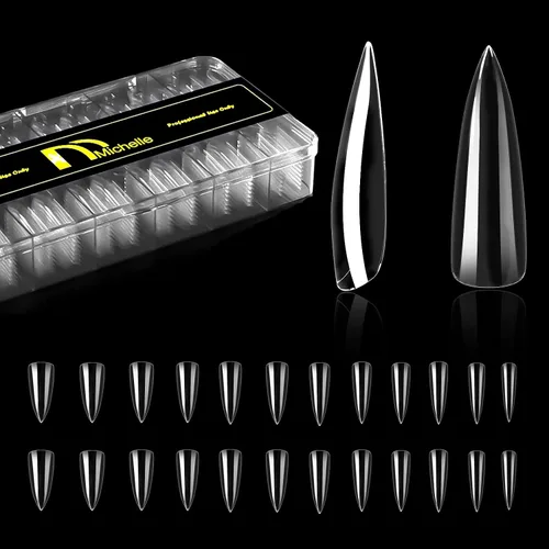 Vista 13 de 504pcs Long Coffin Nail Tips, Pre-shaped Half Cover False Nails with 13 Sizes, Gel Nail Tips for Acrylic Extension, DIY Manicure and Nail Salon Use