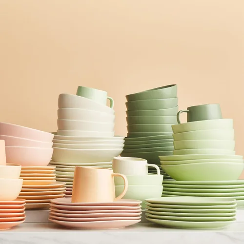 Vista 5 de Stone Lain Delilah Honeydew Green - Juego de platos de porcelana de 6 piezas, cuencos de cocina para cenas diarias, sopas, ensaladas, pasta