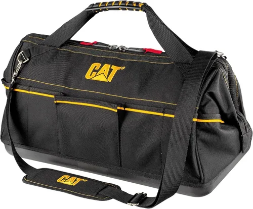 Vista 12 de Cat Bolsa de herramientas de boca ancha de 13 pulgadas con 3 bolsillos exteriores, interior de alta visibilidad, parte inferior reforzada