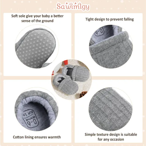 Vista 5 de Sawimlgy Pantuflas de dibujos animados para recién nacidos, para bebés, niños y niñas, suela antideslizante suave, suela antideslizante, zapatos