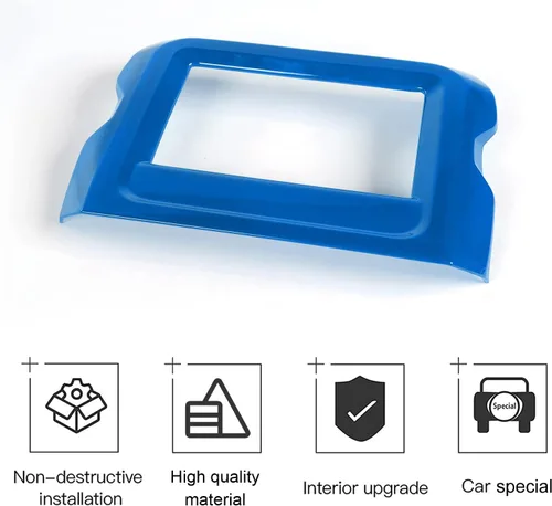 Vista 4 de CheroCar Marco de panel de pantalla GPS de navegación, accesorios interiores compatibles con Jeep Wrangler JL JLU y Gladiator JT 2018-2022, azul..