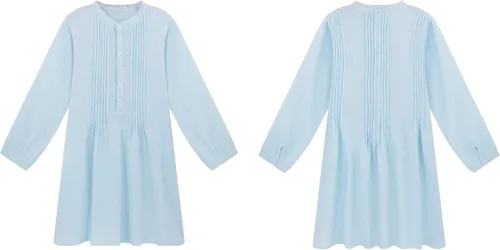Vista 5 de RVivimos Vestido tipo túnica para mujer de lino con botones de manga larga casual mini camisero
