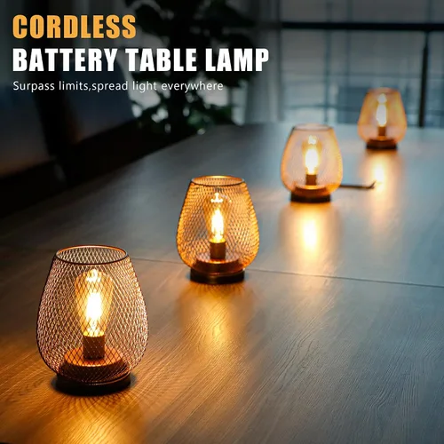 Vista 5 de JHY DESIGN Juego de 2 faroles LED de jaula de metal alimentados por batería, luz de acento inalámbrica con LED y temporizador de 6 horas, ideal