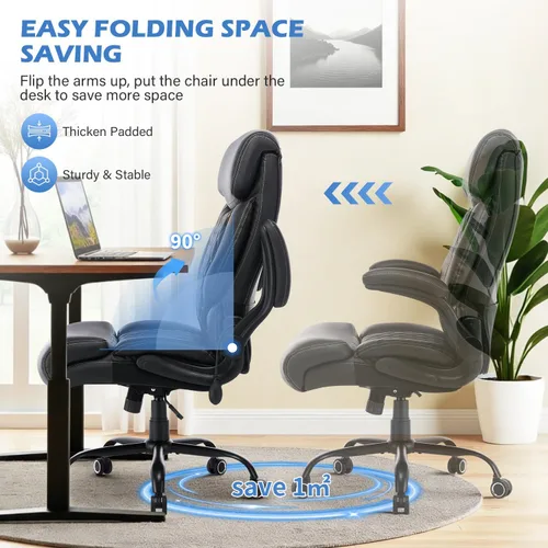 Vista 7 de Silla de oficina grande y alta de 500 libras, cómoda silla ejecutiva resistente con soporte lumbar ajustable para dolor de espalda, silla