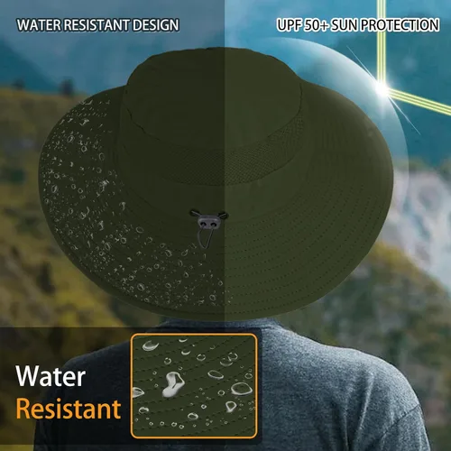 Vista 3 de ZOORON Sombreros de sol para hombres y mujeres UPF 50+, sombrero de pescador, protección UV, sombrero Boonie para pesca, senderismo, jardín, safari