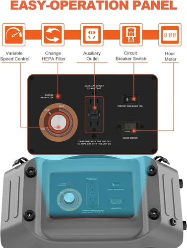Vista 5 de Abestorm Depurador de aire con filtro MERV-10, filtro HEPA/carbón activado para uso comercial/industrial, máquina de filtro de aire negativo