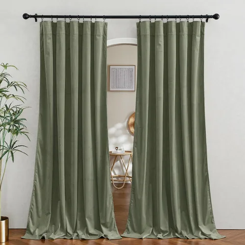 Vista 26 de RYB HOME Cortinas opacas de terciopelo para dormitorio, aislamiento térmico, privacidad, luz solar, bloqueo de calor, cortinas lujosas con bolsillo