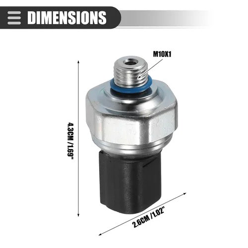 Vista 5 de Motoforti Válvula transductora de presión A/C, interruptor del sensor de presión, para BMW 128i 2008-2013, metal, negro