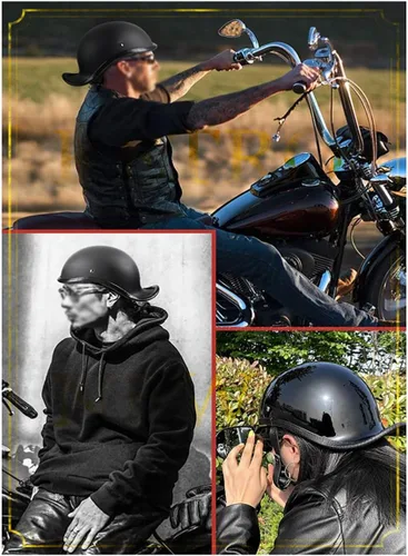 Vista 3 de Casco de motocicleta vintage, medio casco retro para motocicleta, gorra de béisbol, casco de motocicleta de cara abierta, para adultos, hombres