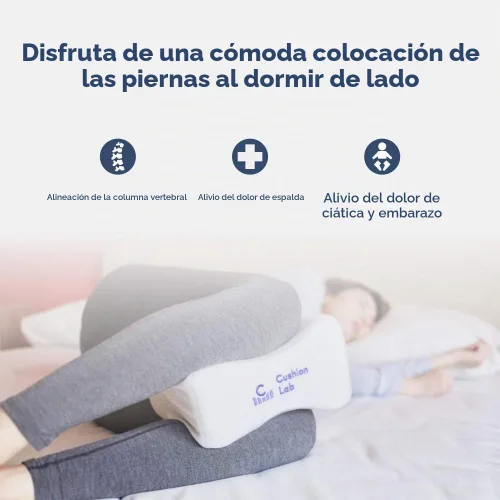 Vista 2 de Cushion Lab Almohada ortopédica extra densa para la rodilla para aliviar el dolor de espalda, dolor de piernas, cadera, embarazo, ciática y dolor