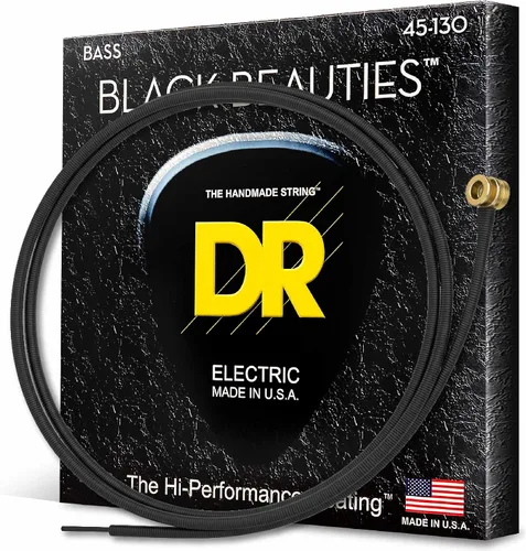 Vista 9 de DR Strings Beauties-Black Coated Steel 6 Cuerdas de guitarra bajo, calibre 30-125, núcleo redondo (BKB6-30)