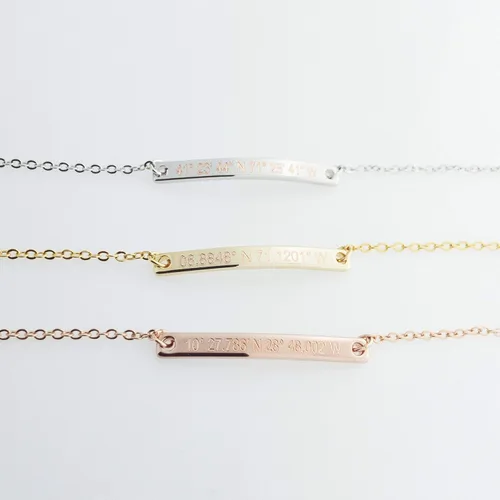 Vista 7 de Petite Boutique Personalized Coordinate Bracelet 16K Plated Gold Rose Gold Silver Birthday Christams Bridesmaids Gift Longitude Longitude Customized