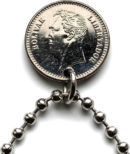 Vista 3 de 1987 Venezuela 25 Centavos moneda colgante Simón Bolívar Caballo Palomo Caracas Maracaibo Valencia colgante Barquisimeto Ciudad Guayana Maturín