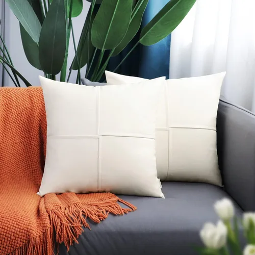 Vista 51 de BRAWARM Fundas de Almohada Decorativas de Cuero Sintético 12 X 20 Pulgadas, Fundas de Almohada Lumbar de Cuero Naranja Paquete de 2, Almohadas