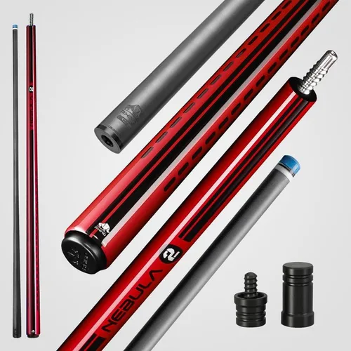 Vista 9 de RHINO Nebula 2 Pool Cue - Premium Carbon Fiber Shaft & Composite Butt. Time Crystal Tip, Pro Taper Design. 3/8-8 Joint, Wrapless. Low Deflection