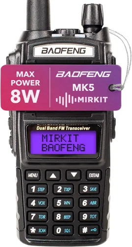 Vista 10 de Mirkit Baofeng - Radio de jamón UV-82 MK3 - Walkie Talkies de largo alcance 5 W de potencia máxima Radio bidireccional VHF/UHF 144-148/420-450 MHz