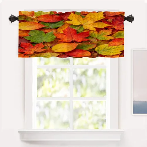 Vista 83 de Shrahala Orange Autumn Autumn Blackout Curtain Tiers, Fall Kitchen Valance Light Blocking Tier Drapes with Rod Pocket, 2 Pack 26 X 24 in