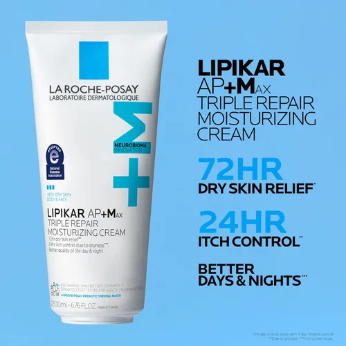 Vista 2 de La Roche-Posay Lipikar AP+ - Crema hidratante triple reparadora, loción facial y corporal para pieles secas y sensibles, hidratante con manteca