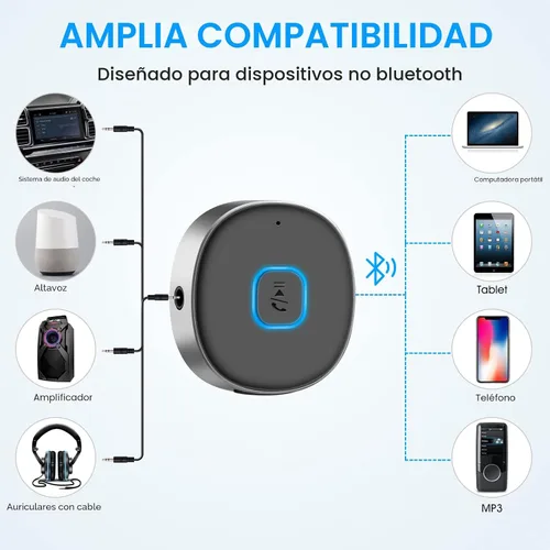 Vista 3 de LAICOMEIN - Receptor Bluetooth, adaptador auxiliar portátil para automóvil de 0.138 in, receptor de audio inalámbrico Bluetooth
