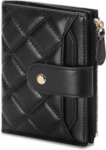 Vista 15 de SENDEFN - Carteras pequeñas para mujer, cartera compacta con bloqueo RFID, de cuero, plegable, con bolsillo para monedas y cierre, A-baby Azul